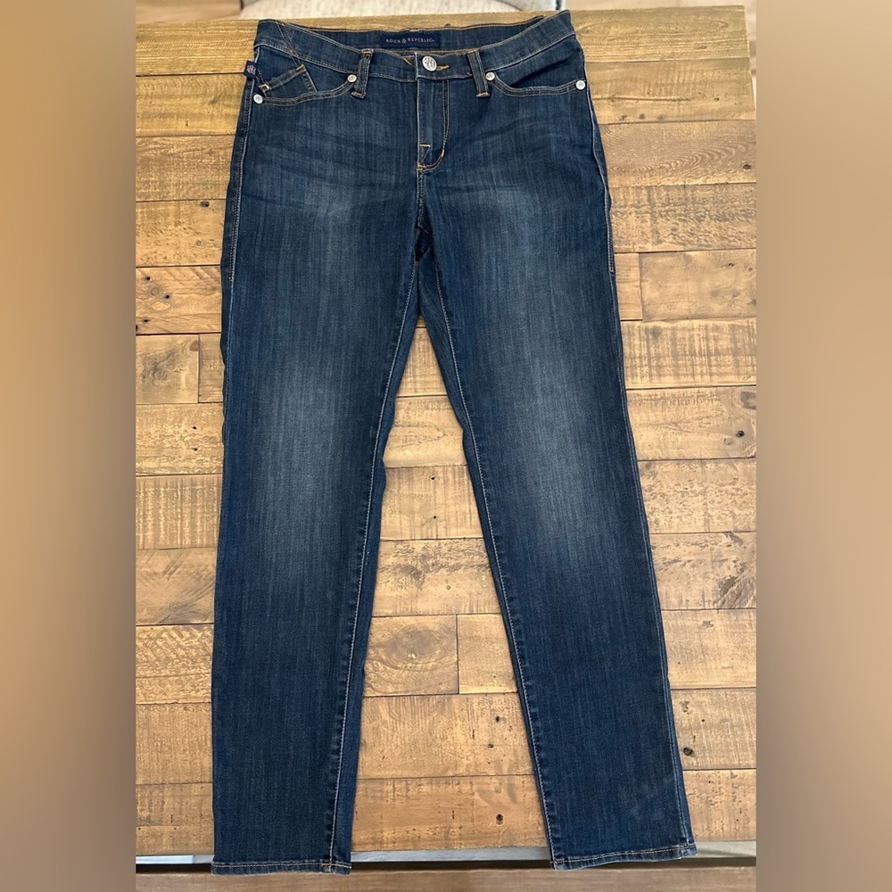 Rock & Republic Womens Berlin Embossed Pocket Stars Logo Jeans - Size‎ 10
